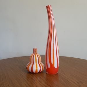 Two, funky, vibrant, vases.
